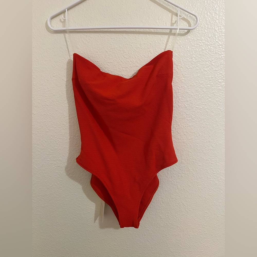 BEC + BRIDGE Amour strapless one piece in color flame
